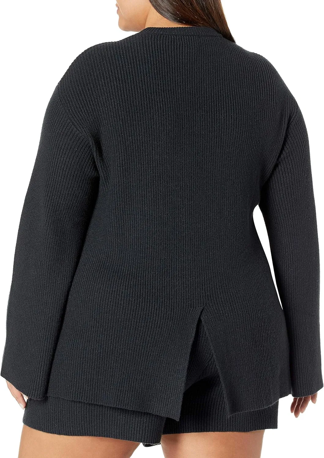 The Drop Women's Alice Crew-Neck Back-Slit Ribbed Pullover Sweater