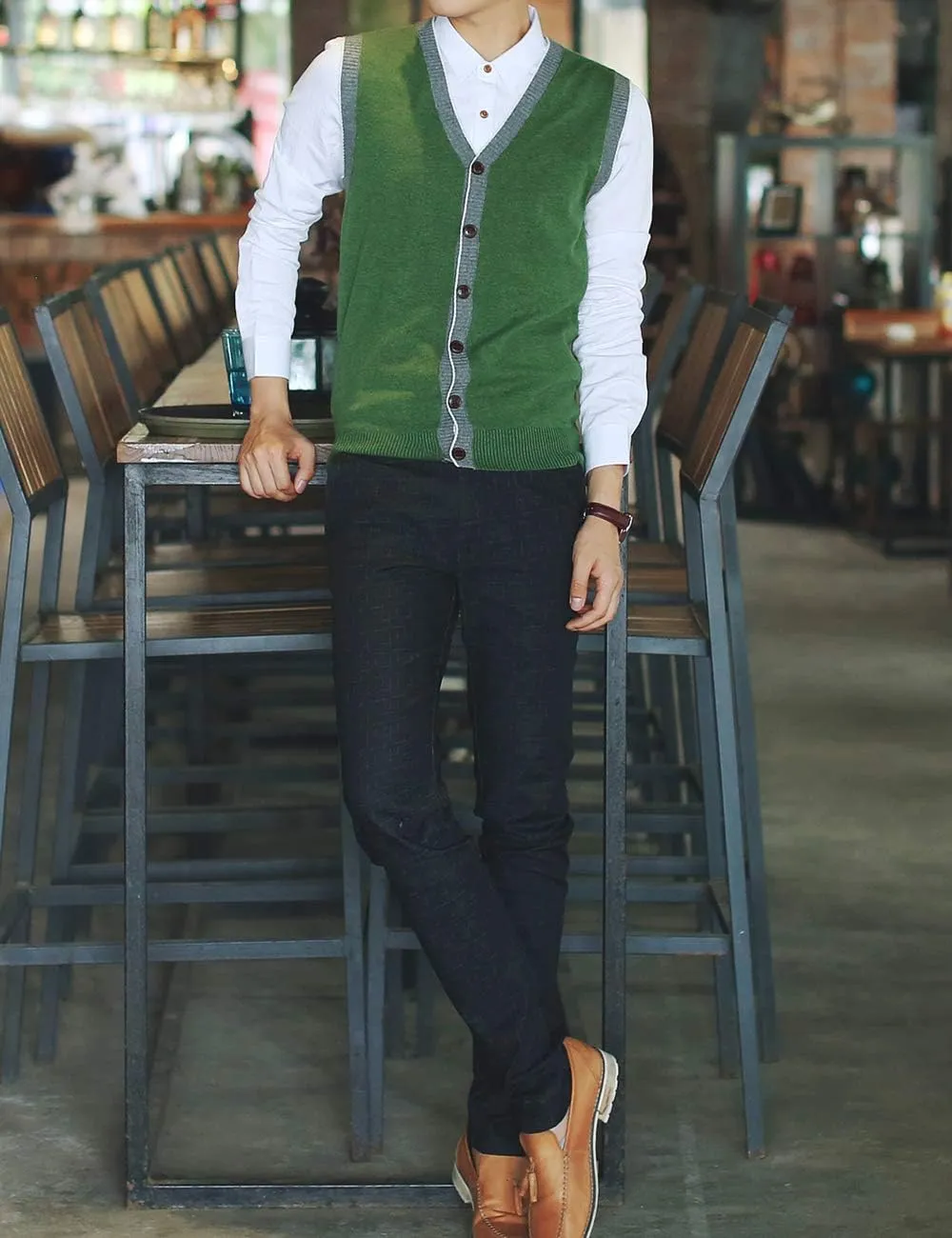 TopTie Men's Sweater Cardigan Vest Slim Fit Stylish Button Down Knitted