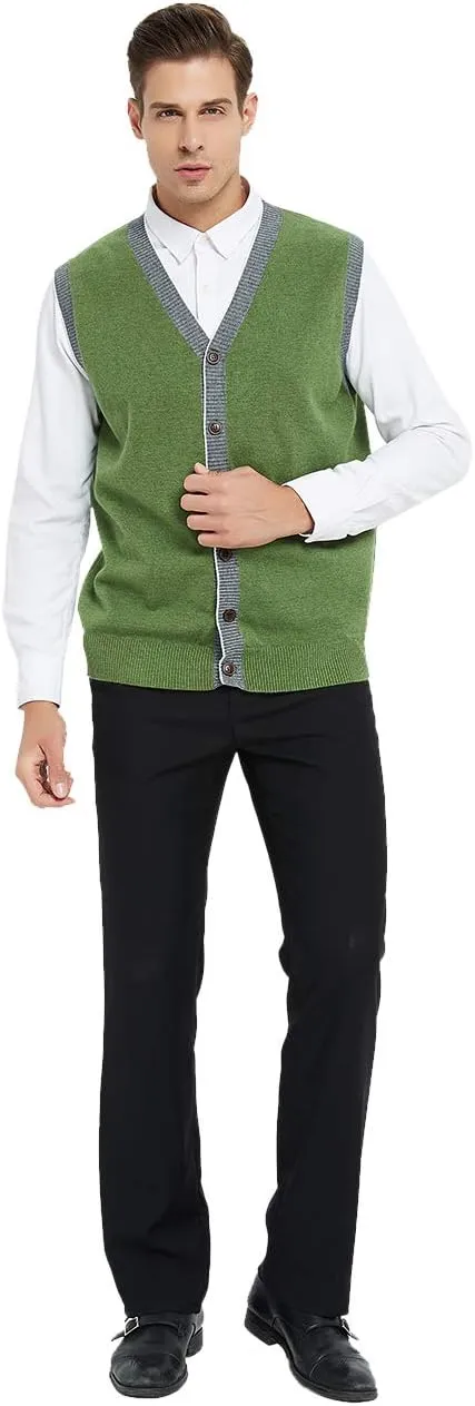 TopTie Men's Sweater Cardigan Vest Slim Fit Stylish Button Down Knitted