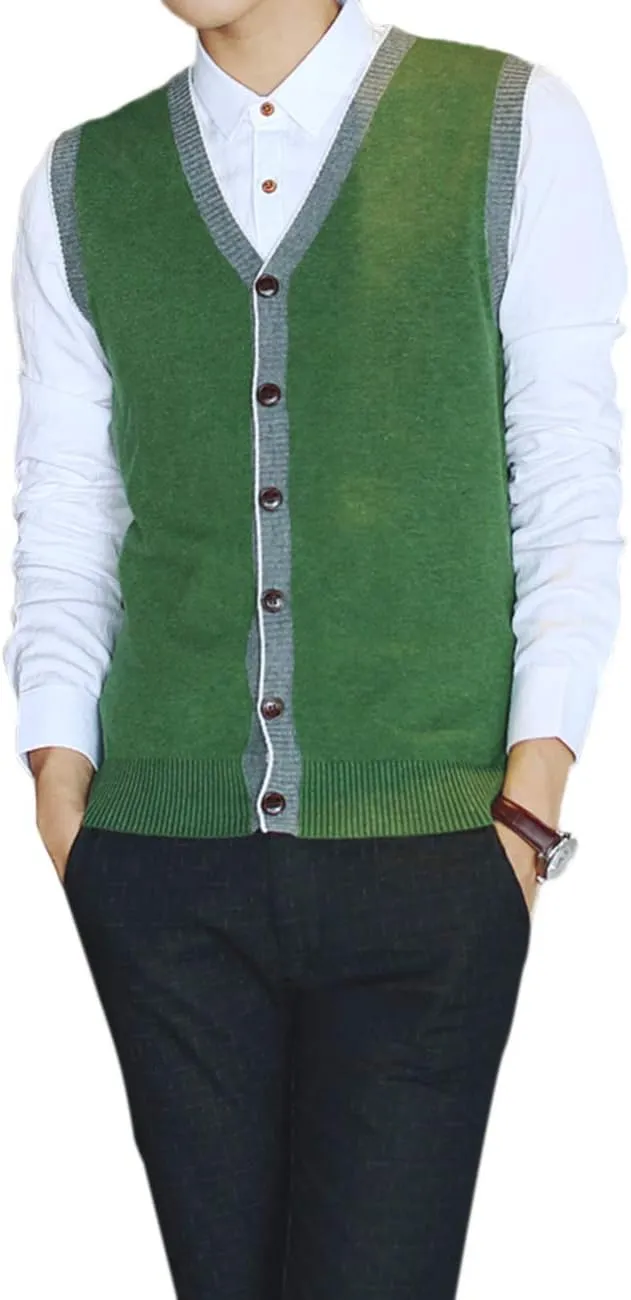 TopTie Men's Sweater Cardigan Vest Slim Fit Stylish Button Down Knitted