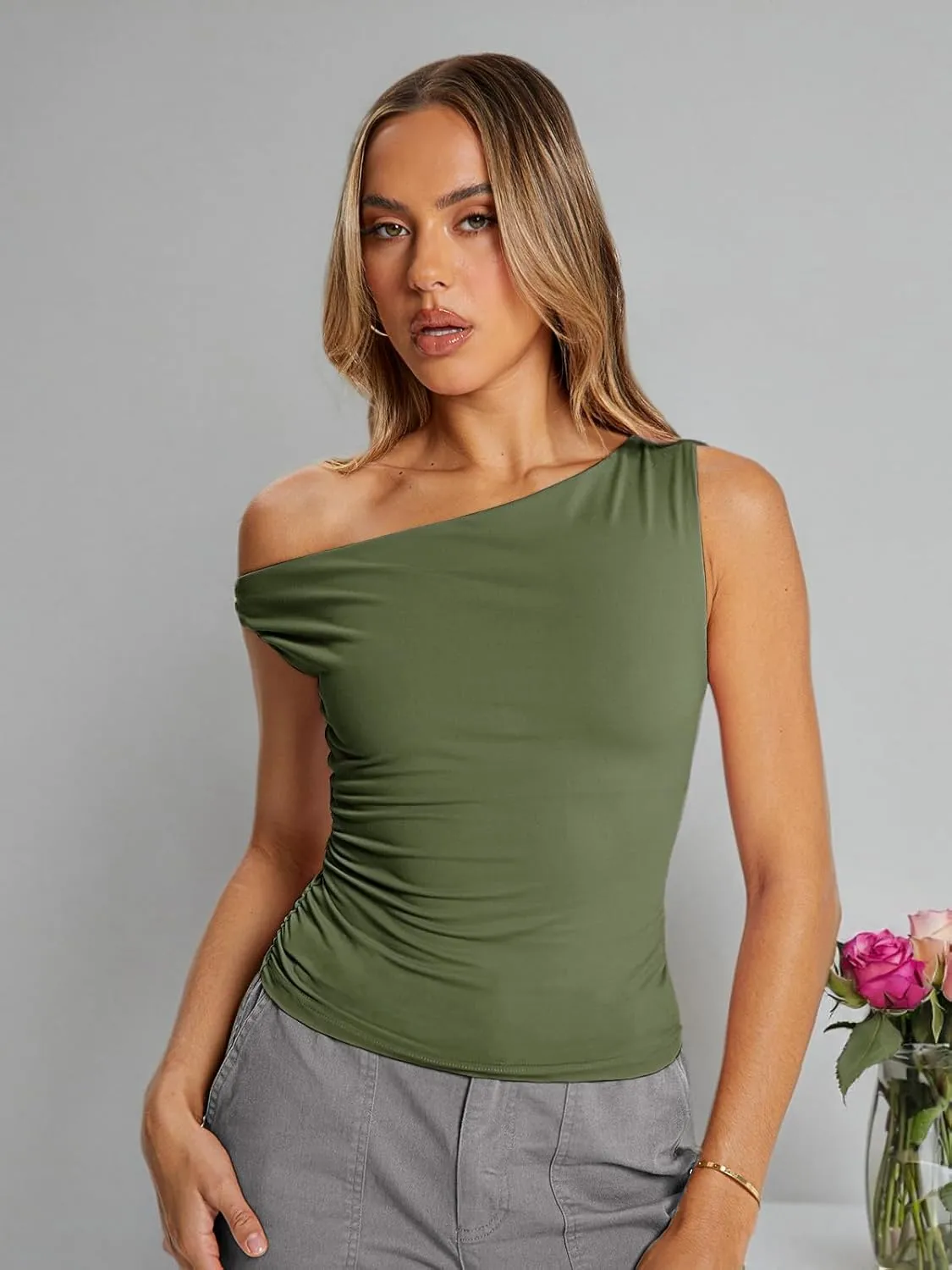 Trendy Queen Womens Summer Off The Shoulder Tops Going Out T Shirts Crop Tank Top Fashion Clothes Spring Outfits 2025