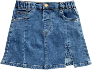 Umeyda Girls Skirts Casual Stretch Waist Denim Skirts A-line Ruffle Short Mini Jean for Kid