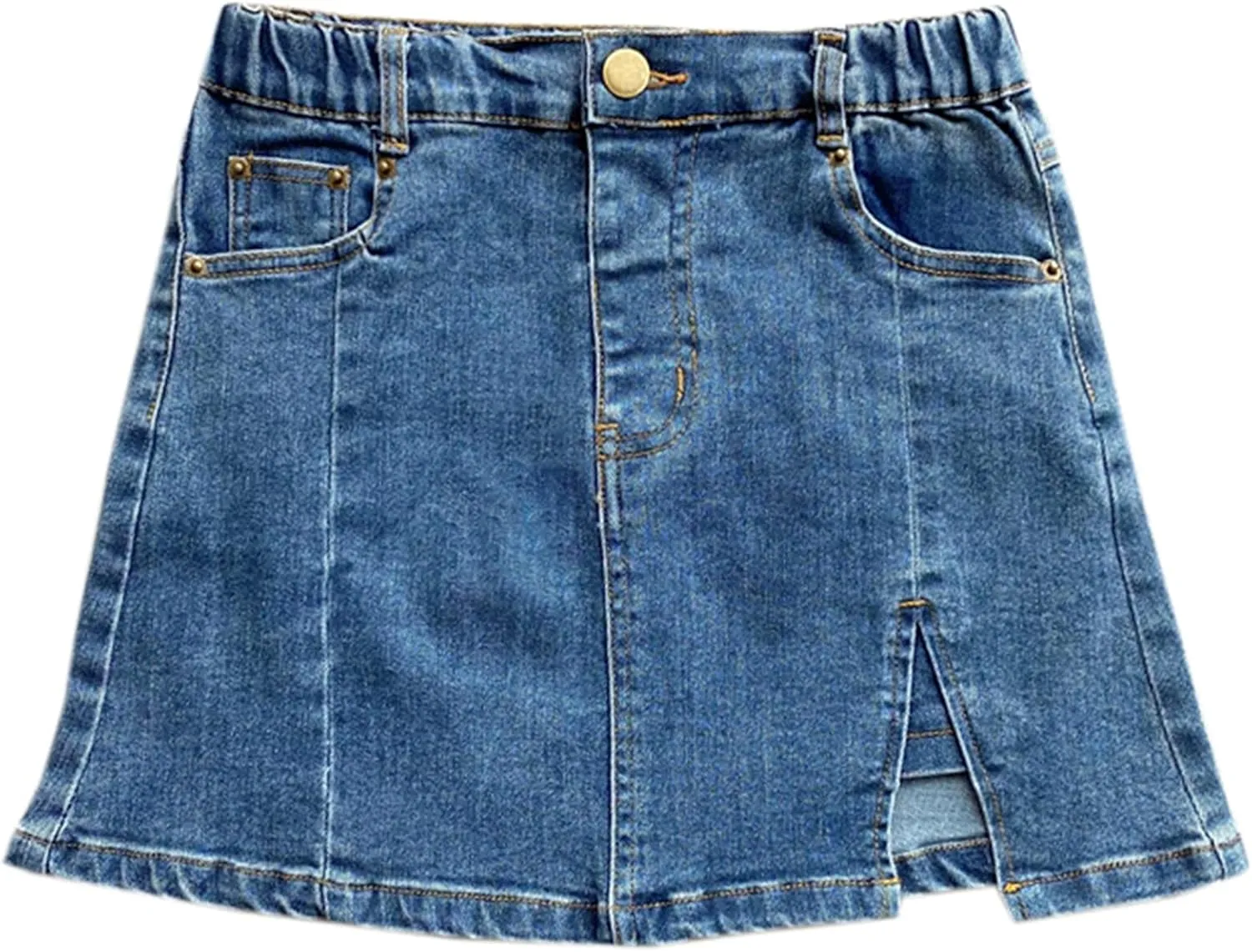 Umeyda Girls Skirts Casual Stretch Waist Denim Skirts A-line Ruffle Short Mini Jean for Kid