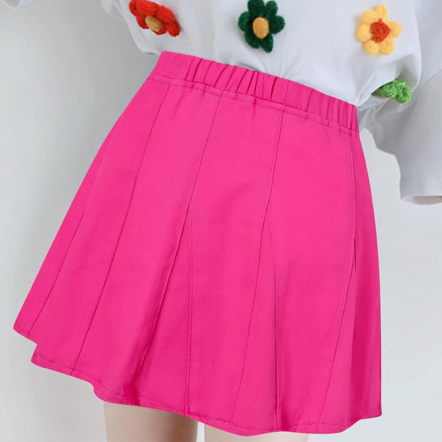 Umeyda Girls Skirts Casual Stretch Waist Denim Skirts A-line Ruffle Short Mini Jean for Kid