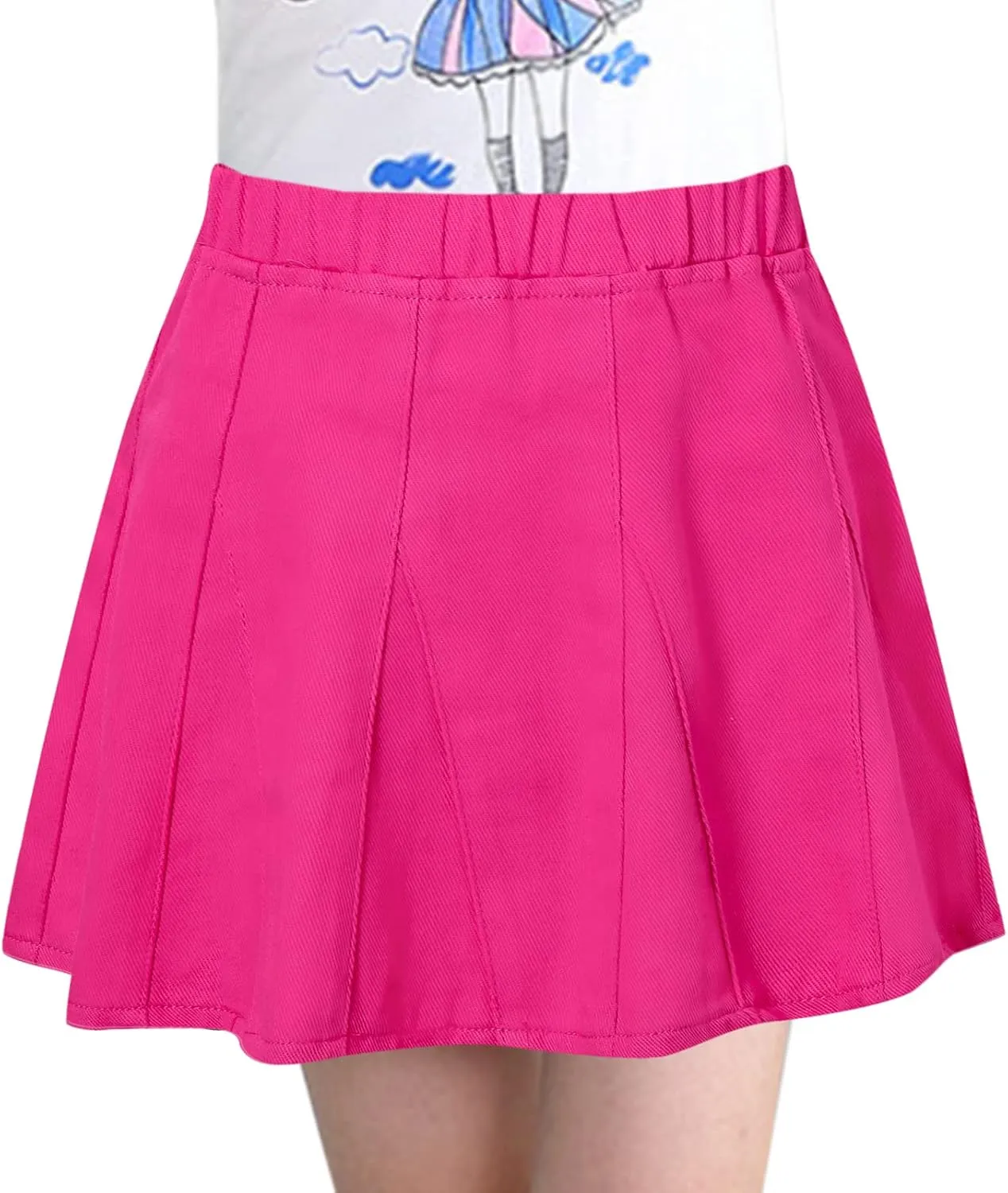 Umeyda Girls Skirts Casual Stretch Waist Denim Skirts A-line Ruffle Short Mini Jean for Kid