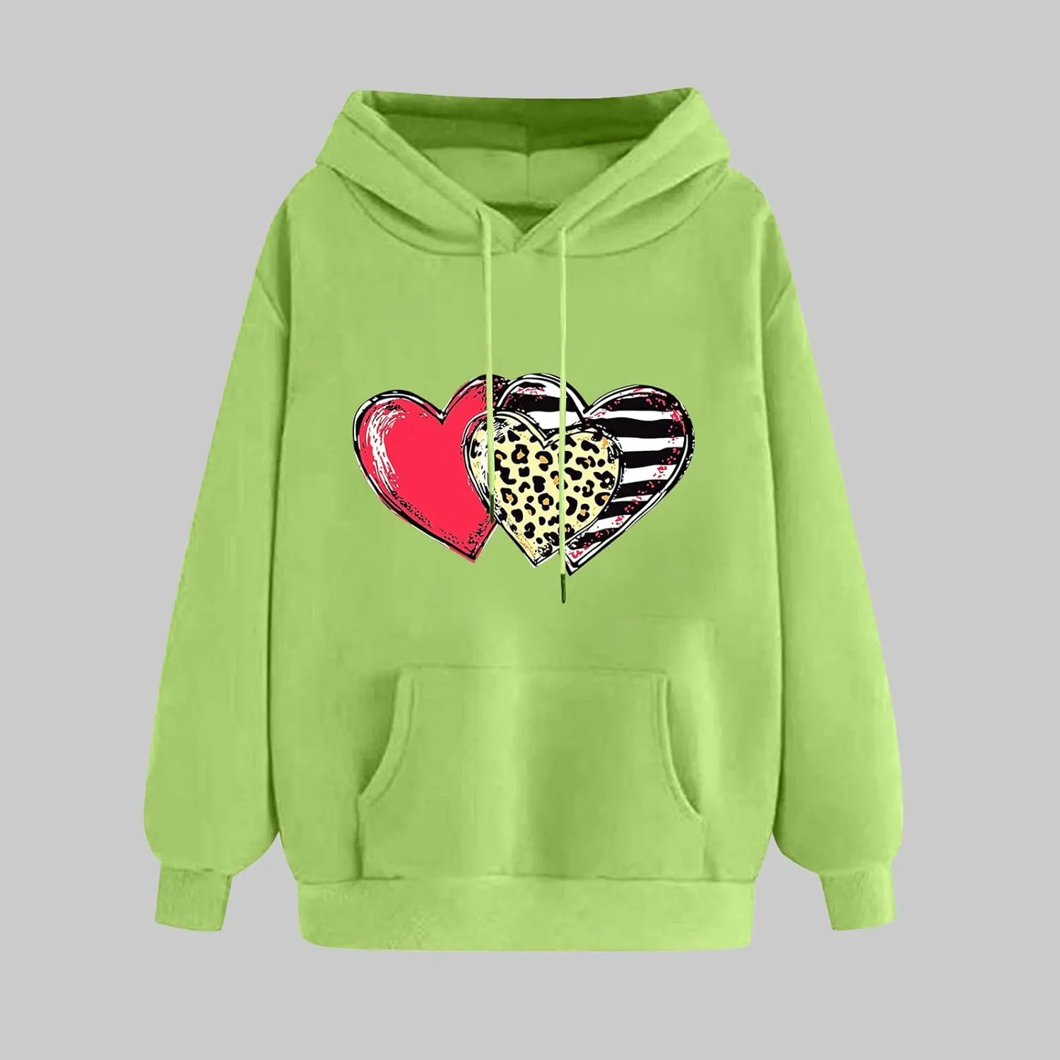 Valentines Day Hoodies for Women Love Heart Graphic Sweatshirt Drawstring Oversized Hoodie Cute Pullover with Pockets