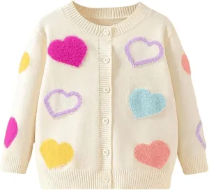 Verdusa Girl's Long Sleeve Round Neck Knitted Button Up Cardigan Sweater