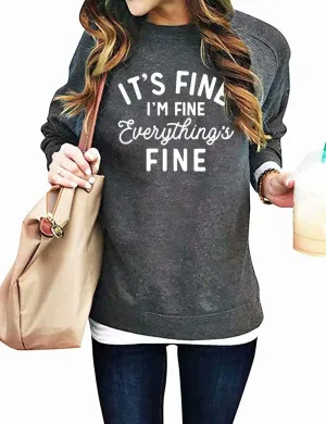 VILOVE Funny Sweatshirts for Women Its Fine Im Fine Everything is Fine Shirts Inspirational T-Shirt Cute Sayings Tee Tops