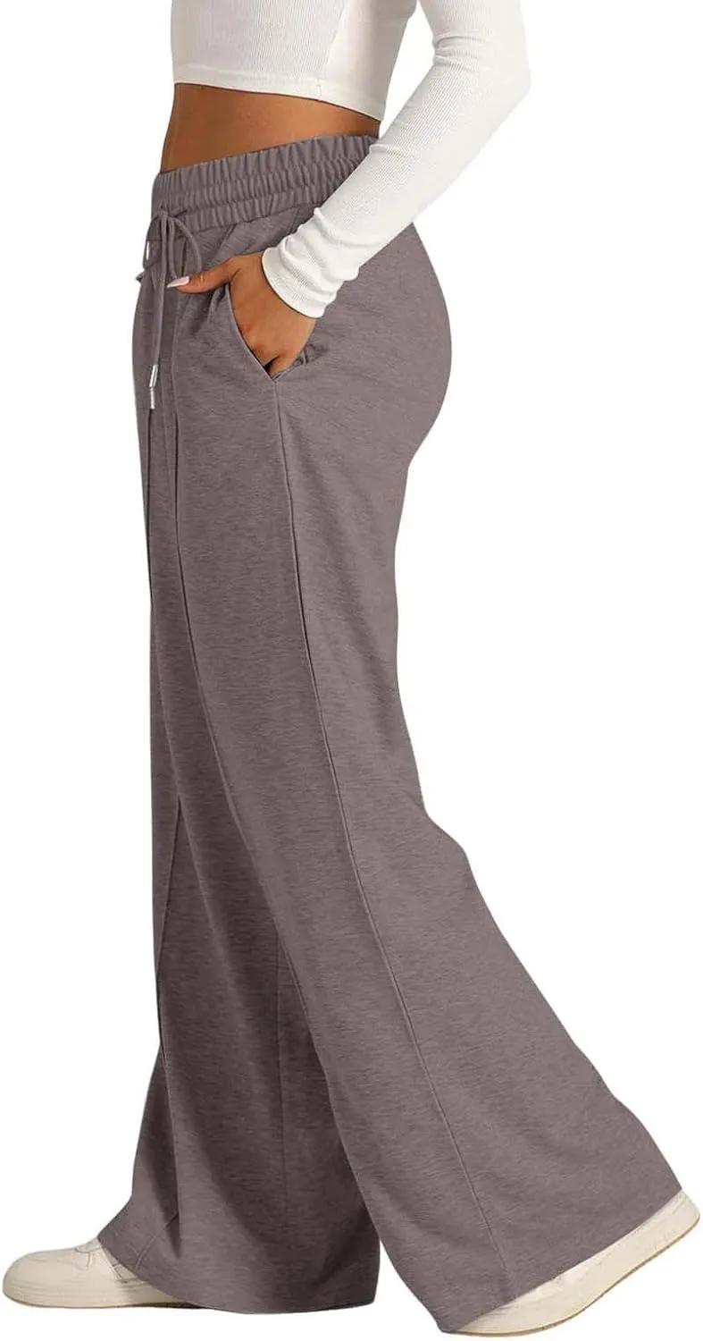 Wide Leg Sweatpants Women High Waist Baggy Sweat Pants Straight Leg Loose Workout Lounge Pants with Pockets