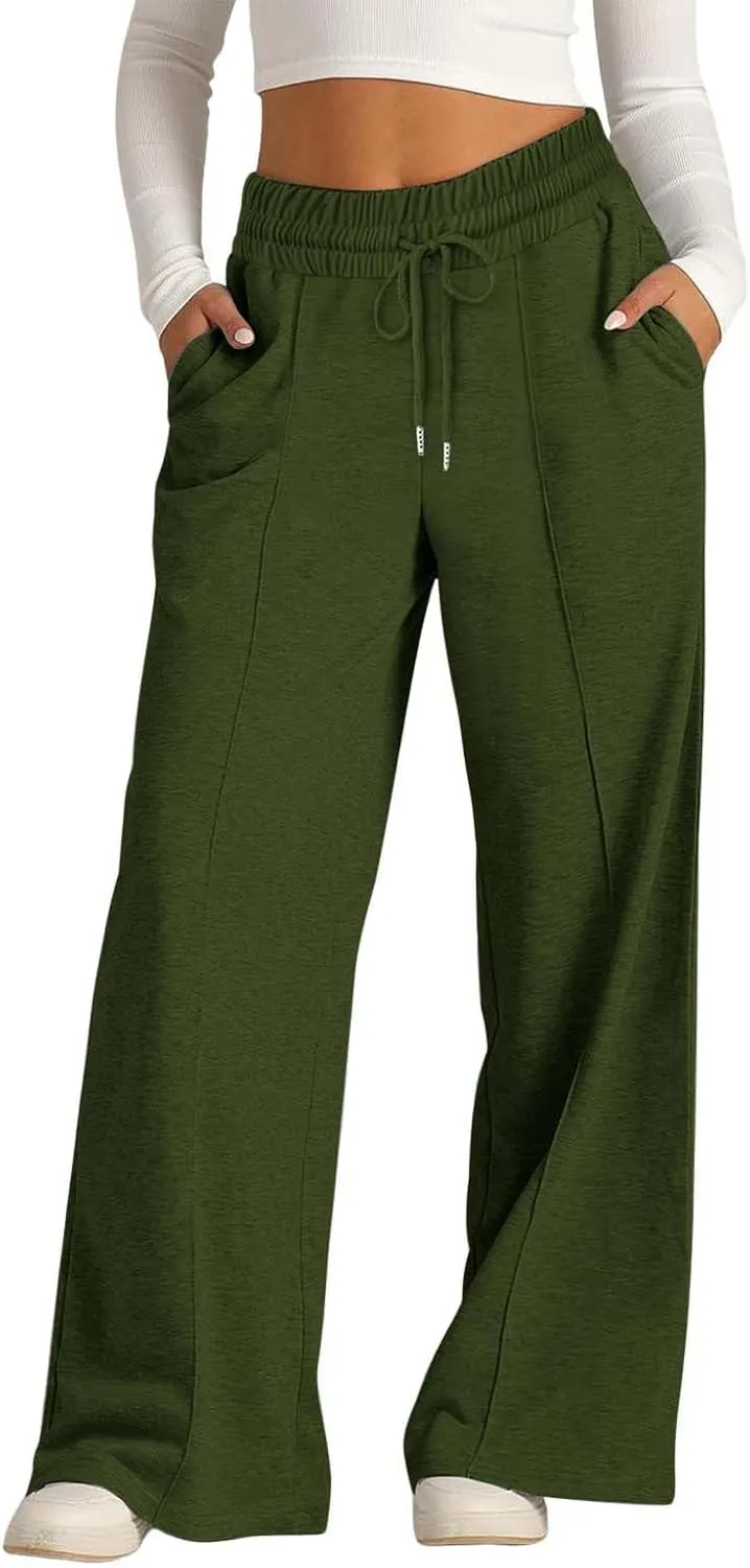 Wide Leg Sweatpants Women High Waist Baggy Sweat Pants Straight Leg Loose Workout Lounge Pants with Pockets