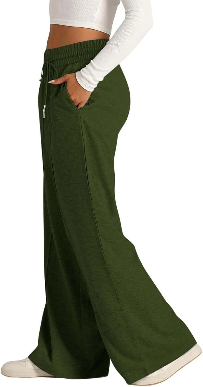 Wide Leg Sweatpants Women High Waist Baggy Sweat Pants Straight Leg Loose Workout Lounge Pants with Pockets