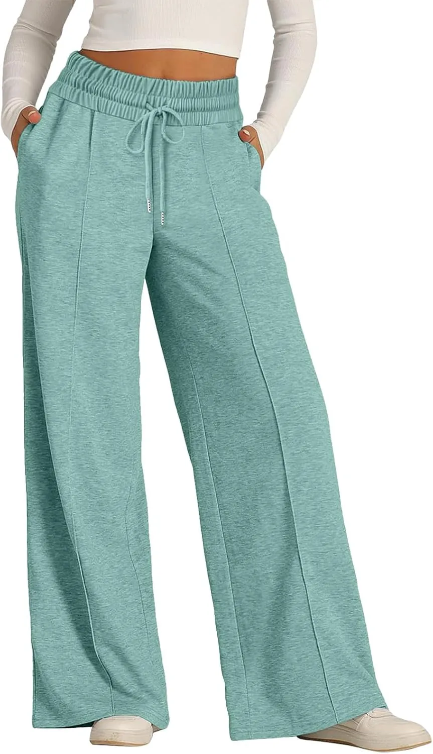 Wide Leg Sweatpants Women High Waist Baggy Sweat Pants Straight Leg Loose Workout Lounge Pants with Pockets
