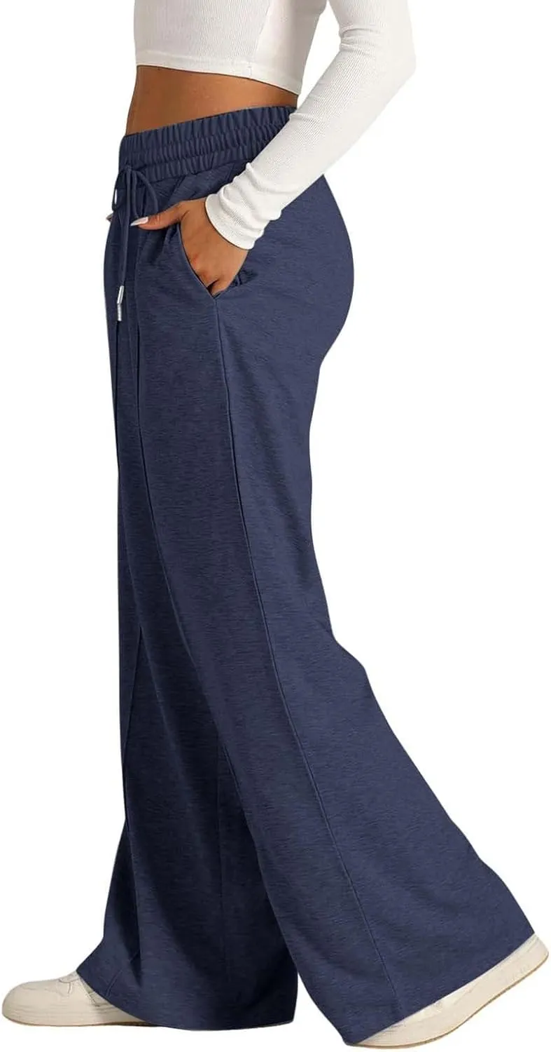 Wide Leg Sweatpants Women High Waist Baggy Sweat Pants Straight Leg Loose Workout Lounge Pants with Pockets