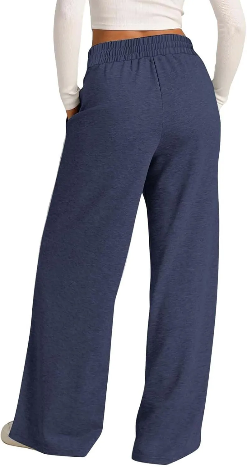 Wide Leg Sweatpants Women High Waist Baggy Sweat Pants Straight Leg Loose Workout Lounge Pants with Pockets