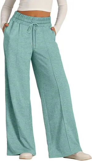 Wide Leg Sweatpants Women High Waist Baggy Sweat Pants Straight Leg Loose Workout Lounge Pants with Pockets