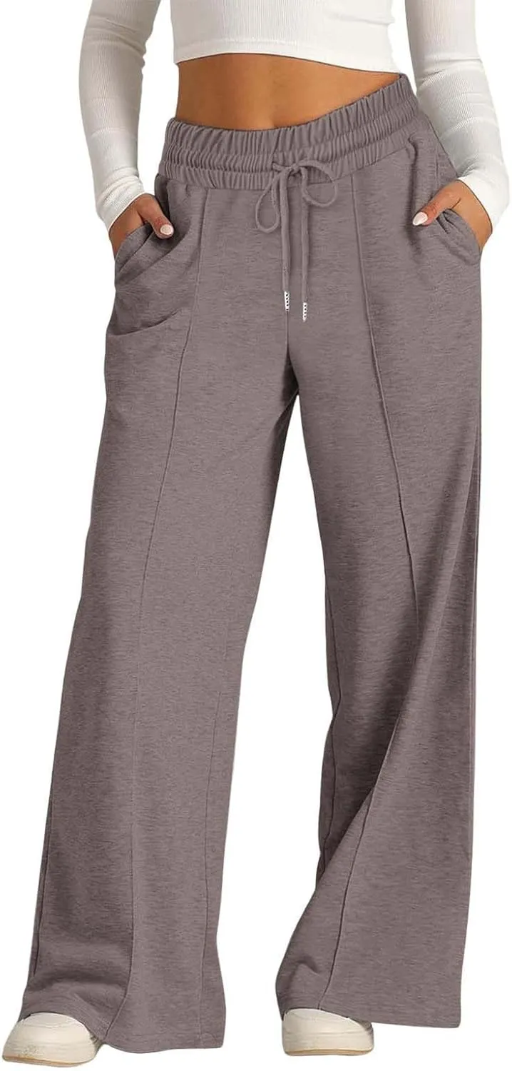 Wide Leg Sweatpants Women High Waist Baggy Sweat Pants Straight Leg Loose Workout Lounge Pants with Pockets