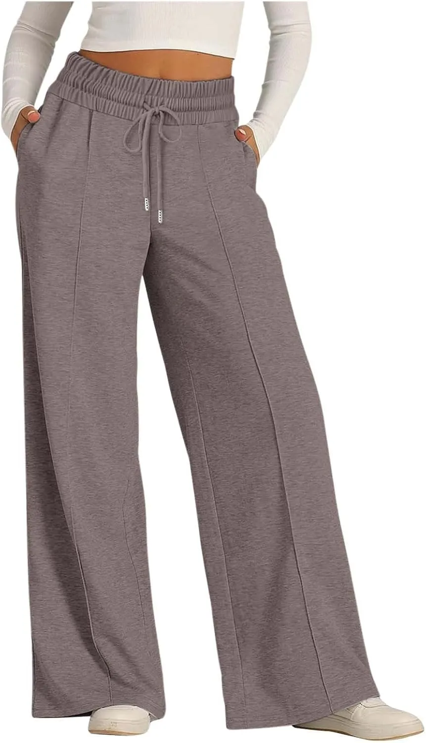 Wide Leg Sweatpants Women High Waist Baggy Sweat Pants Straight Leg Loose Workout Lounge Pants with Pockets