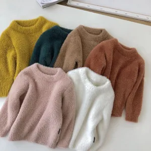 Winter Baby Toddler Girl Solid Color Soft Sweater