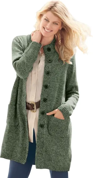 Woman Within Plus Size Marled Sweater Jacket