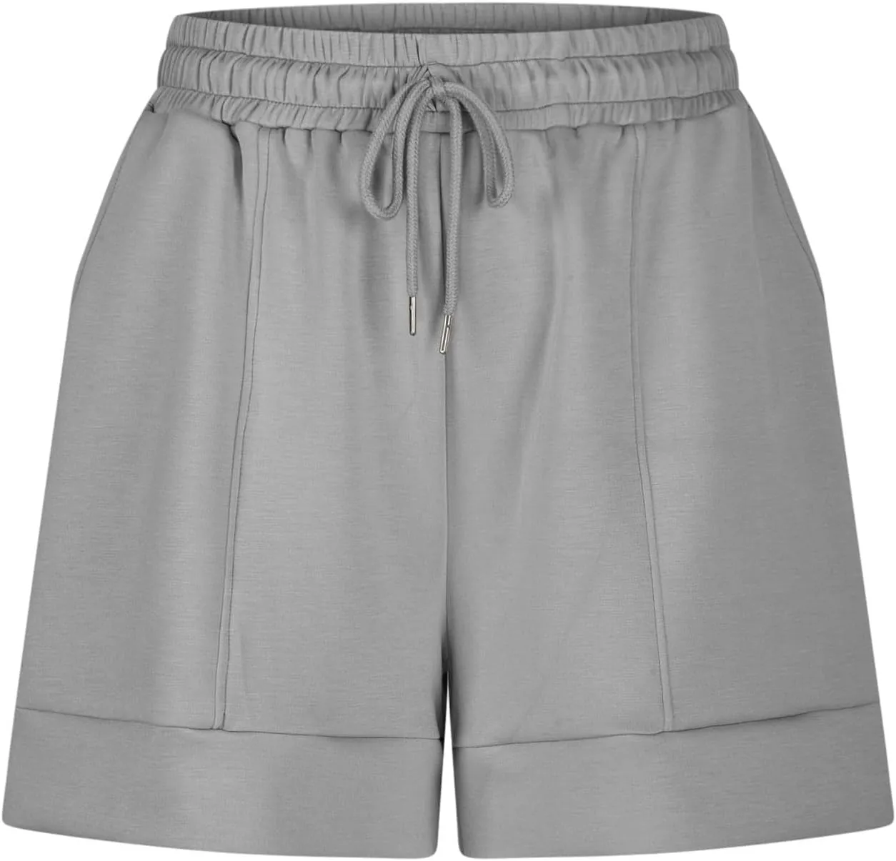 Women Athletic Shorts Casual Solid Stretchy High Waisted Fitness Short Gym Workout Running Shorts with Pockets
