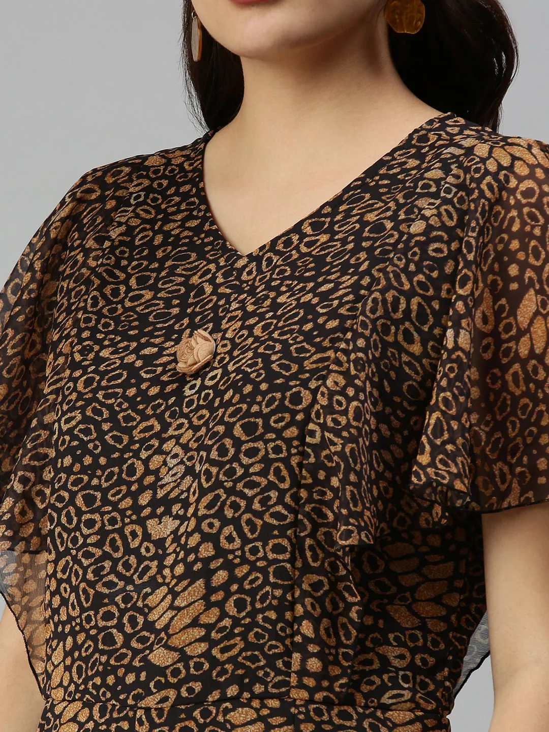 Women Black Printed Basic Jumpsuit