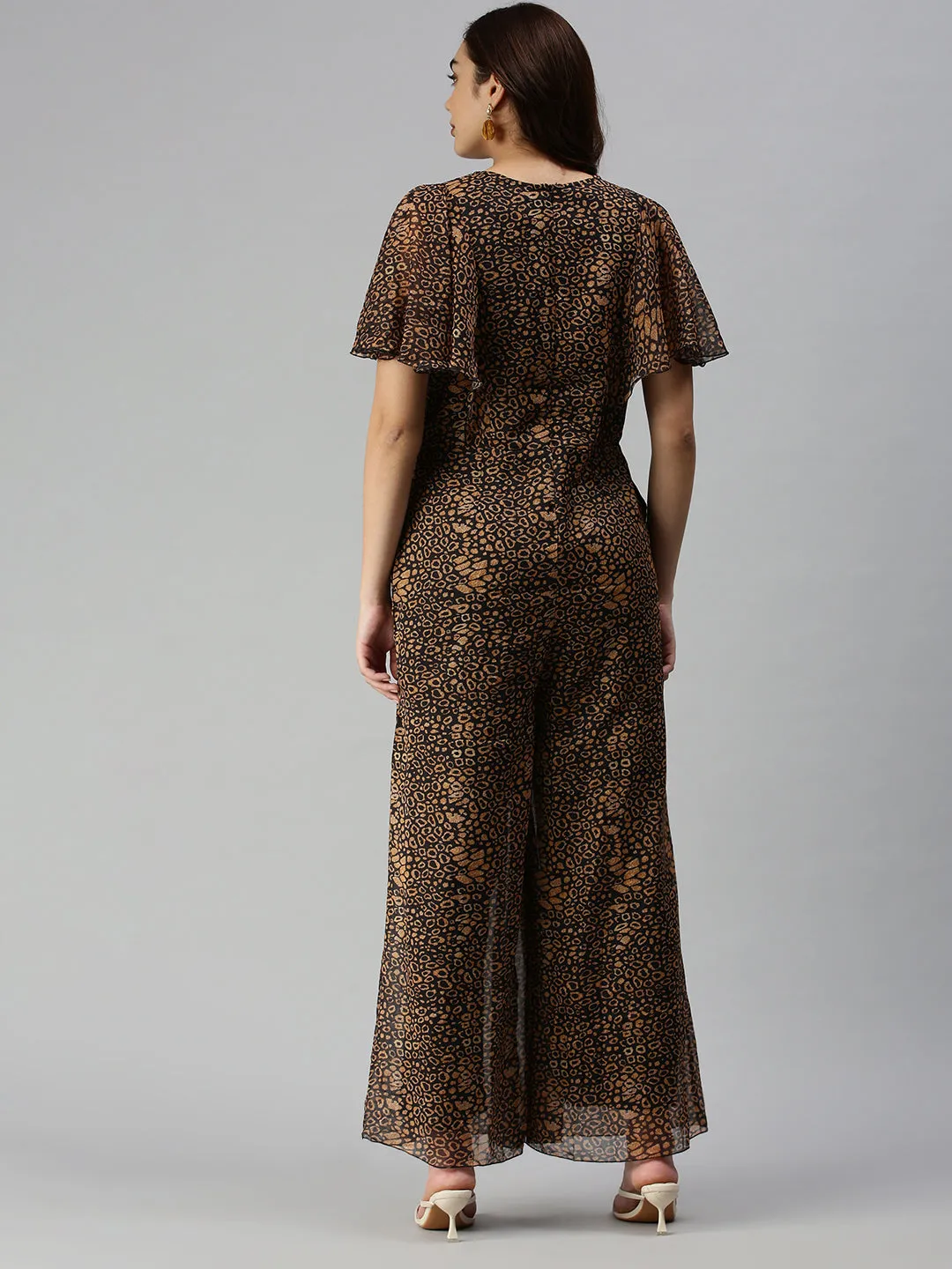 Women Black Printed Basic Jumpsuit
