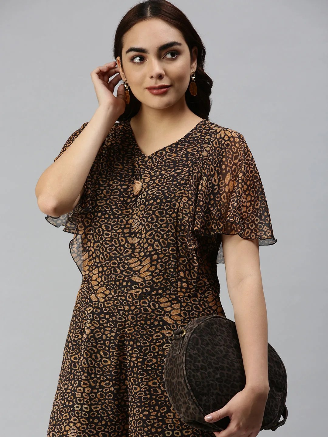 Women Black Printed Basic Jumpsuit