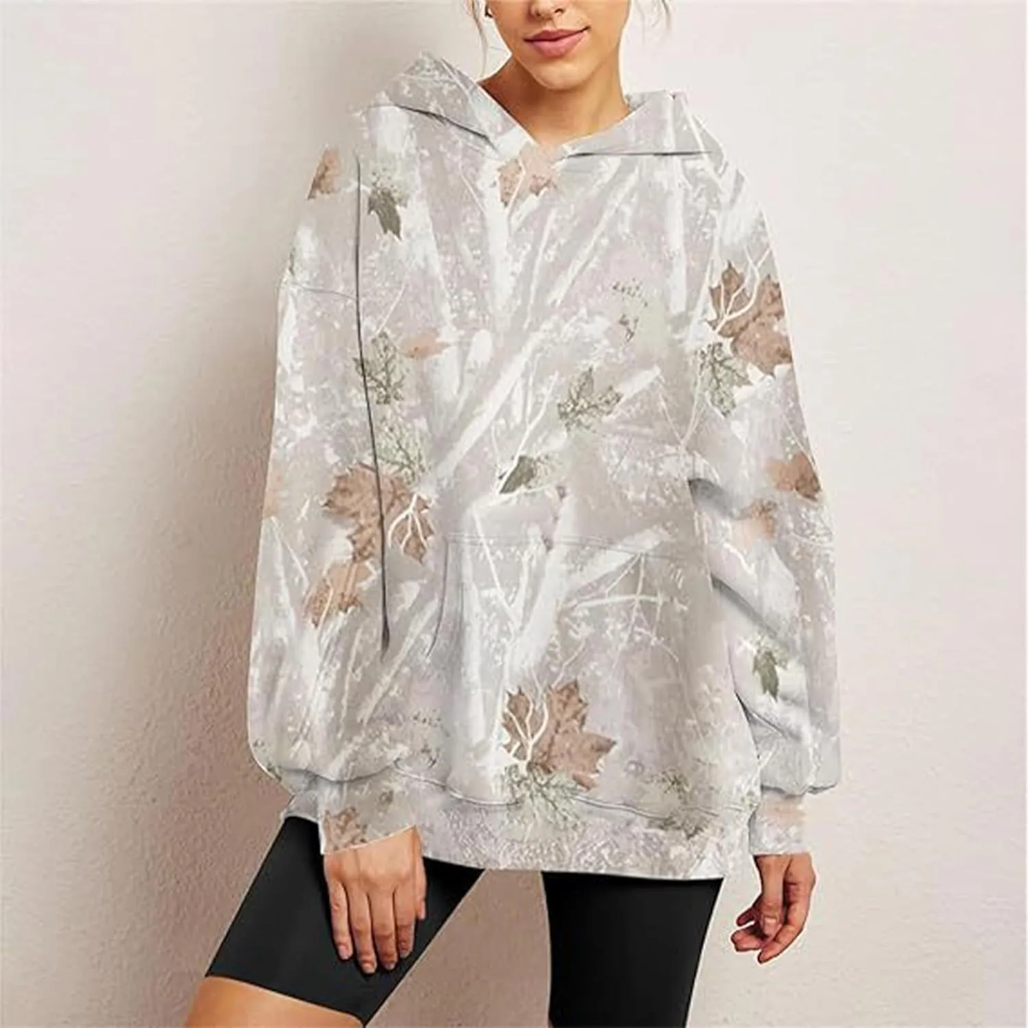 Women Camo Hoodie Oversized Pullover Sweatshirt Casual Loose Fit Workout Athletic Y2k Hoodies With Pockets