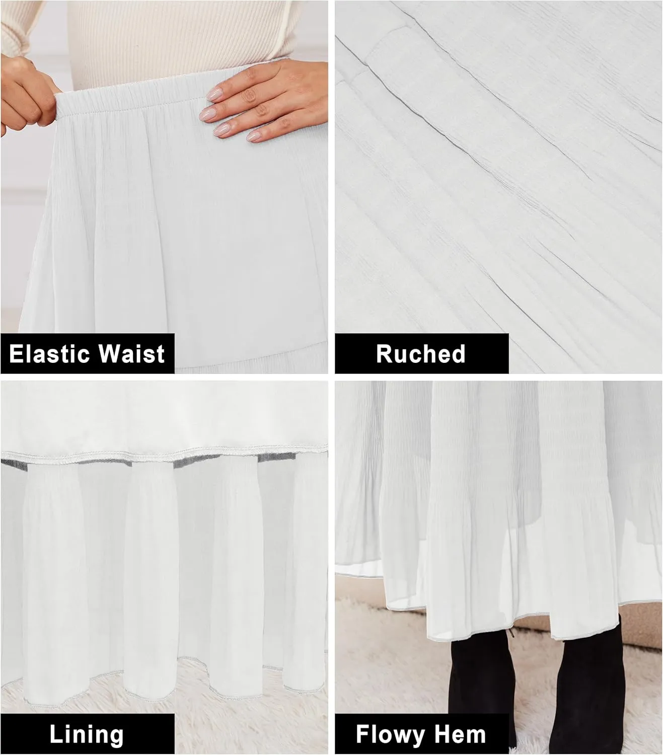 Women Pleated High Waist Skirts 2024 Fall Outfits Elegant Flowy A-Line Maxi Skirt