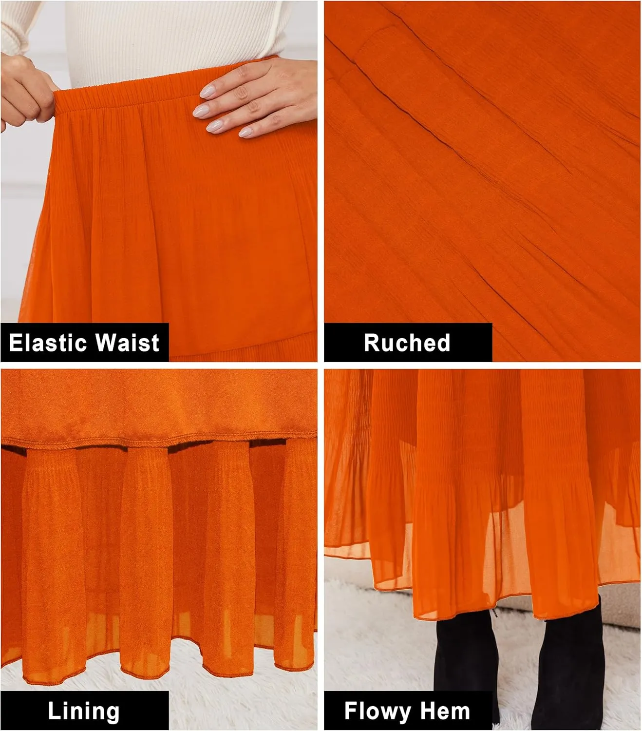 Women Pleated High Waist Skirts 2024 Fall Outfits Elegant Flowy A-Line Maxi Skirt