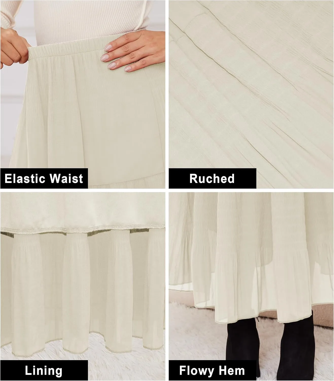Women Pleated High Waist Skirts 2024 Fall Outfits Elegant Flowy A-Line Maxi Skirt