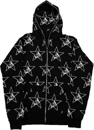 Women y2k Skull Print Streetwear Hoodies Skeleton Harajuku Vintage Goth Emo Egirl Anime Spider Hoodie Zip Up Jaket