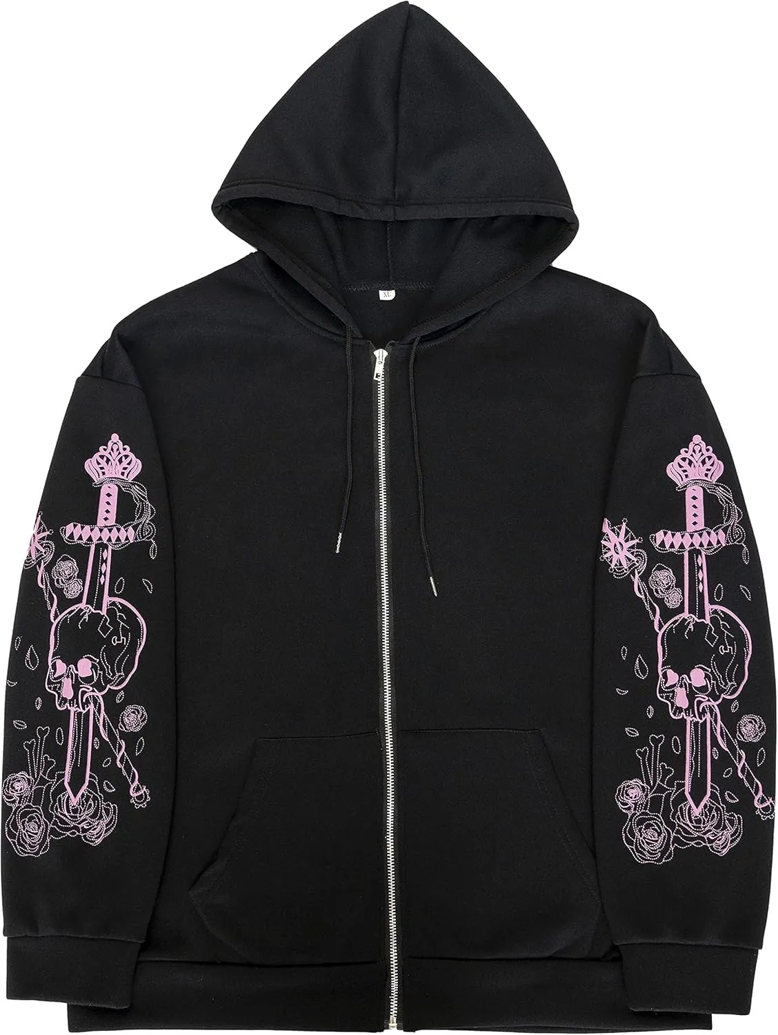 Women y2k Skull Print Streetwear Hoodies Skeleton Harajuku Vintage Goth Emo Egirl Anime Spider Hoodie Zip Up Jaket