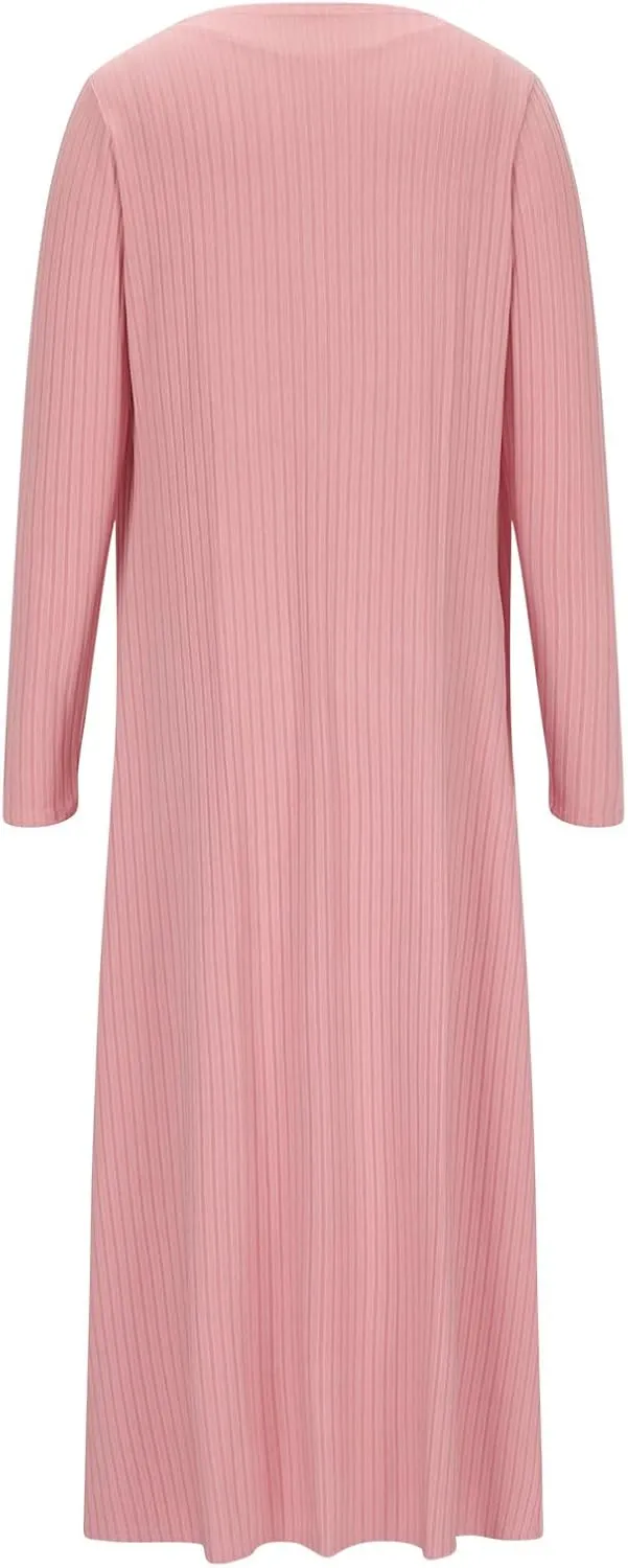 Women's 2 Piece Knitted Outfits Spaghetti Strap Bodycon Midi Dress with Belted Sexy Open Front Long Cardigan Set
