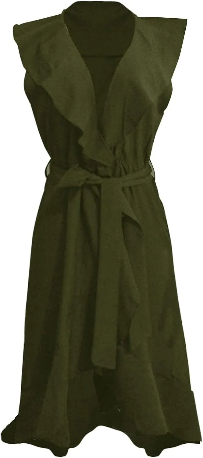 Women's 2025 Summer Wrap Midi Dress Casual Boho Deep V Neck Cocktail Dress Short Sleeve Ruffle Hem Split Beach Long Dresses