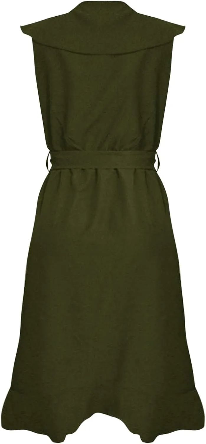 Women's 2025 Summer Wrap Midi Dress Casual Boho Deep V Neck Cocktail Dress Short Sleeve Ruffle Hem Split Beach Long Dresses