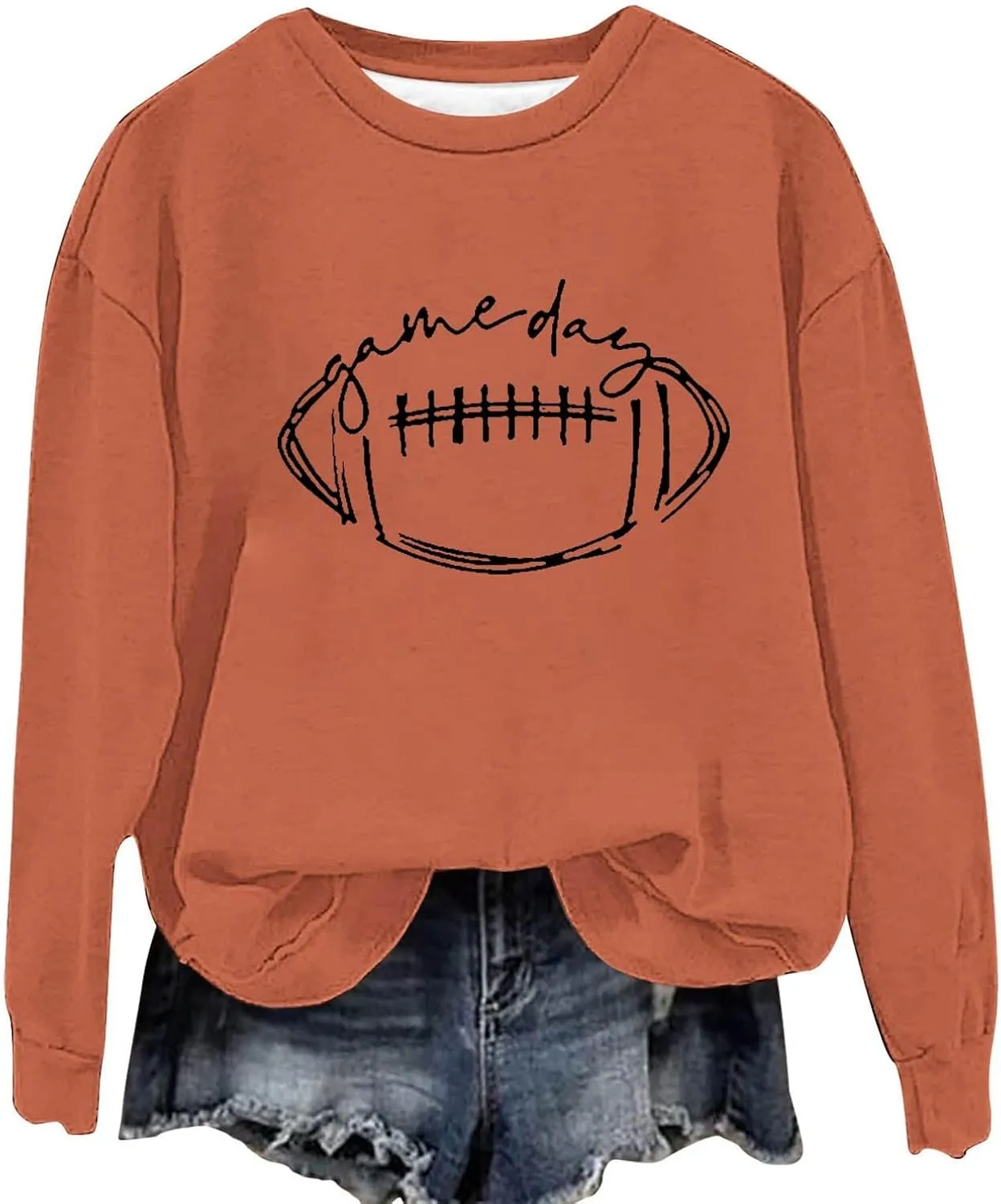 Womens American Football Printed Hoodies Fashion Casual Long Sleeve Hoodie Oversized Crewneck Cropped Sweatshirt