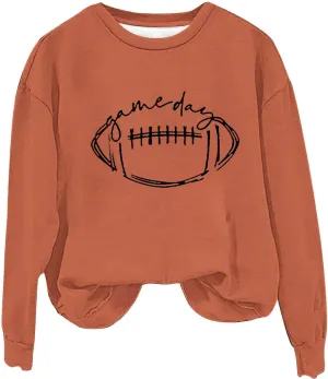 Womens American Football Printed Hoodies Fashion Casual Long Sleeve Hoodie Oversized Crewneck Cropped Sweatshirt