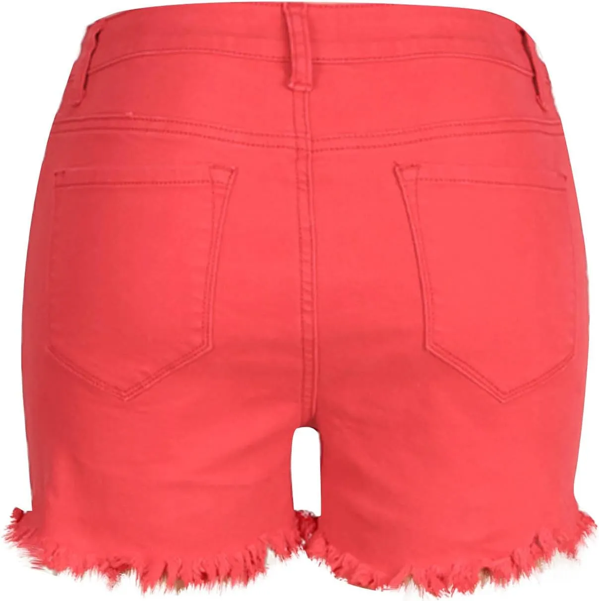 Womens Button Fly Denim Jean Shorts High Waisted Denim Short Stretchy Denim Short Frayed Raw Hem Ripped Jean Shorts