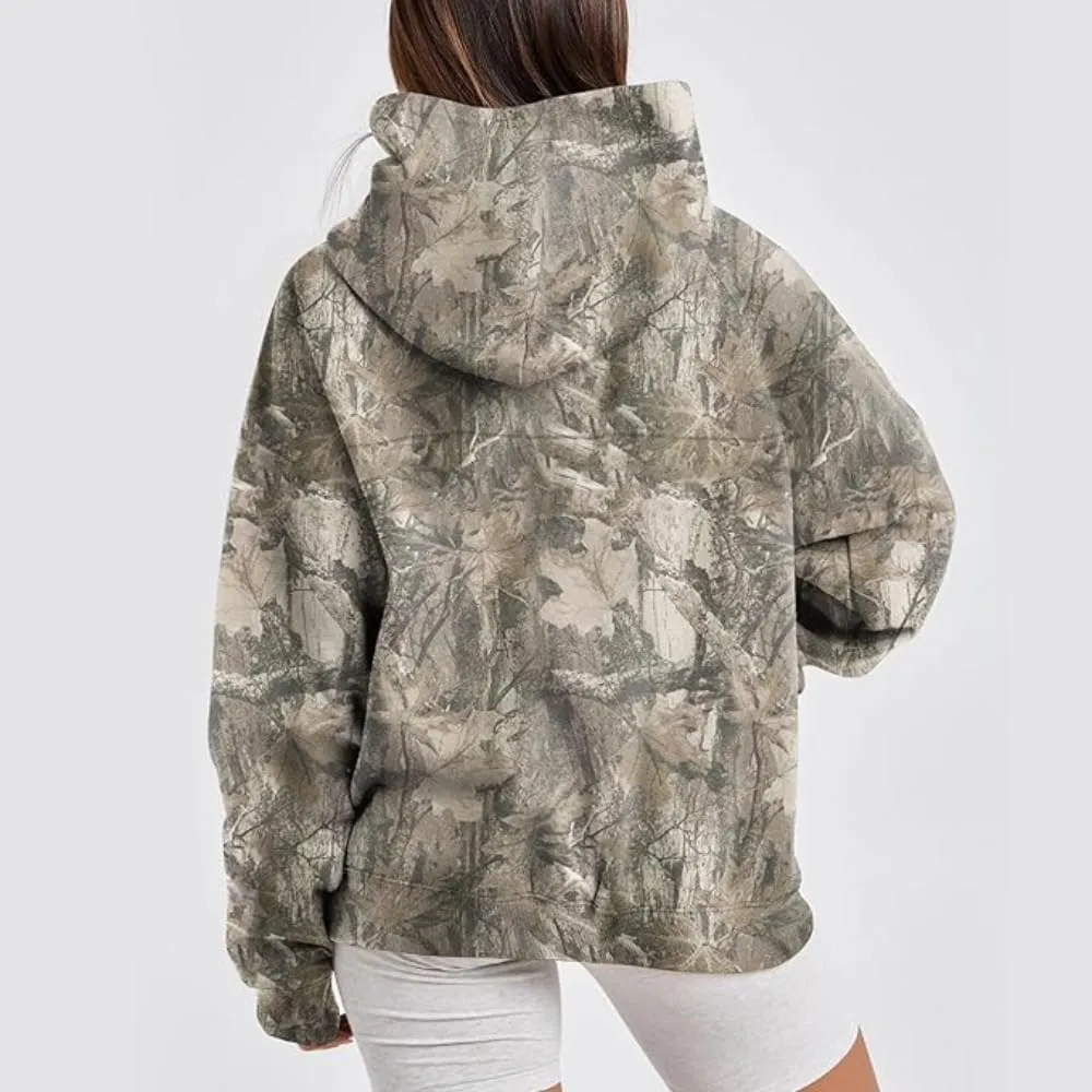 Womens Camo Hoodie Mens Camo Sweatshirt Maple Leaf Graphic Hoodies for Women Trendy Oversized Pullover Hoodies Y2k