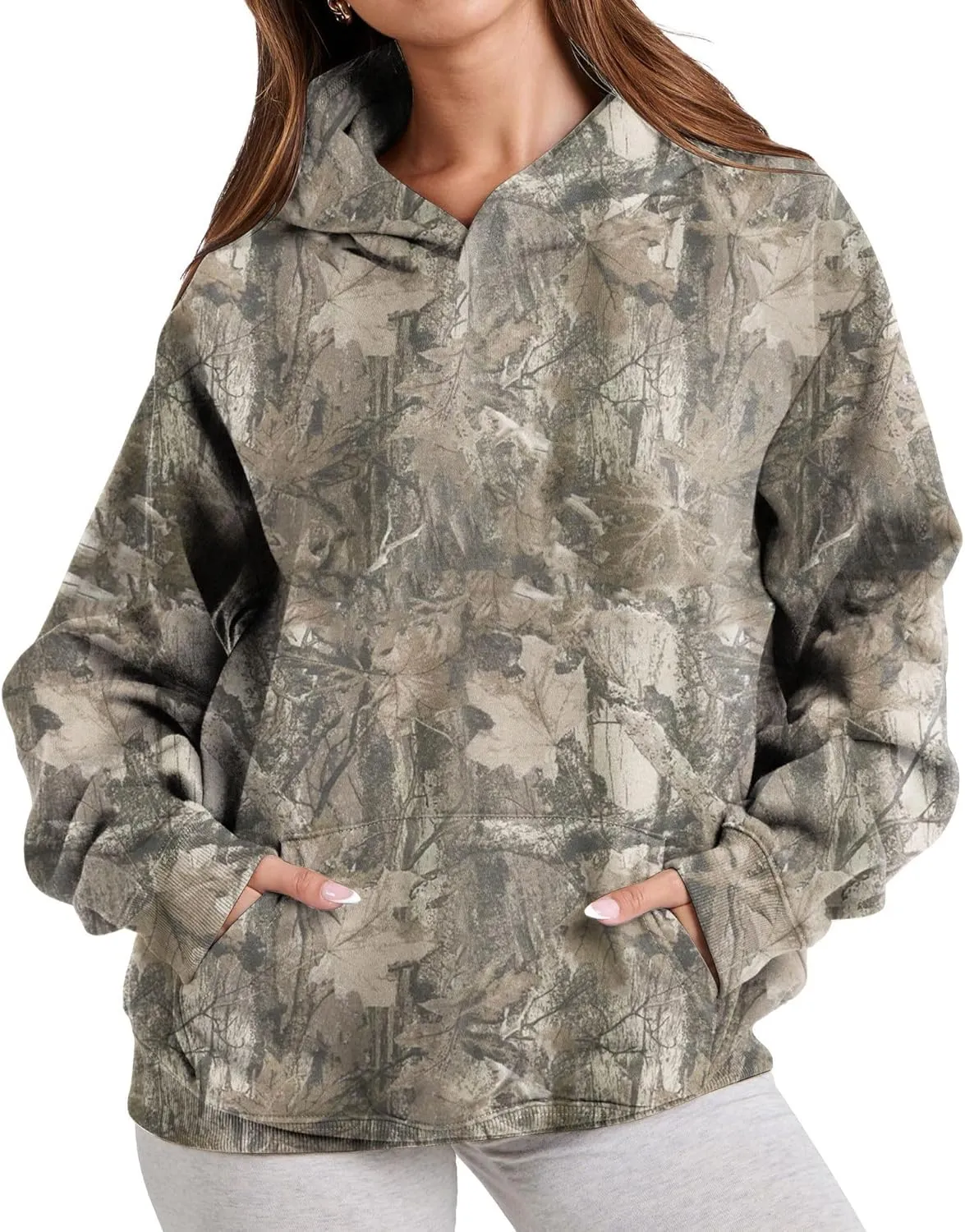 Womens Camo Hoodie Mens Camo Sweatshirt Maple Leaf Graphic Hoodies for Women Trendy Oversized Pullover Hoodies Y2k