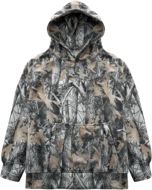 Womens Camo Maple Leaf Hoodie Oversized Lightweight Printed Fleece Hooded Sweatshirt with Pocket
