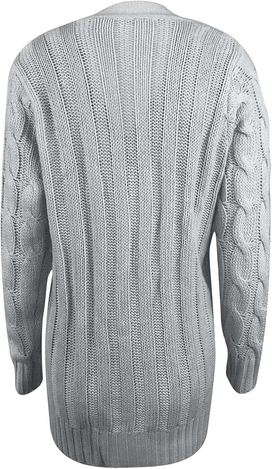 Women's Cardigan Chunky Open Front Button Sweaters with Pockets Loose Slouchy Oversized Fall Outerwear Coat