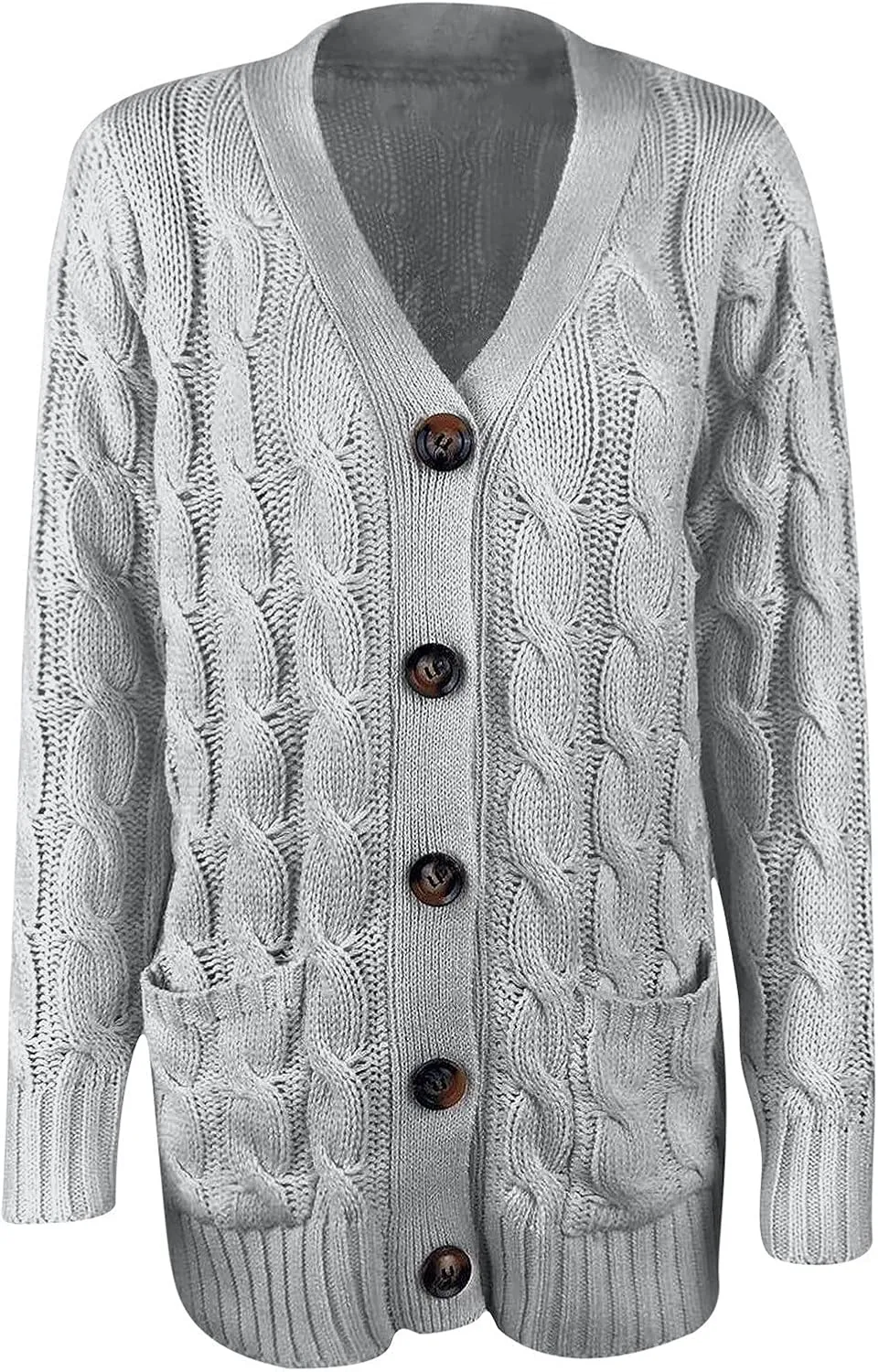 Women's Cardigan Chunky Open Front Button Sweaters with Pockets Loose Slouchy Oversized Fall Outerwear Coat