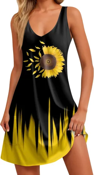Women's Casual Dresses, Short Sleeve Tie V Neck Ruffled Midi Flowy Dress Women's V Neck Short Sleeve Summer Maxi Dress