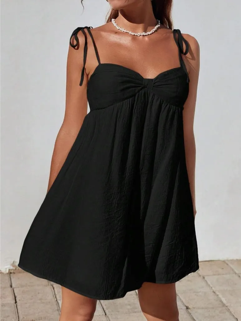Women's Casual Loose Sleeveless Spaghetti Layered Dress Beach Vacation Mini Dresses Cute Elegant Flowy Sundress