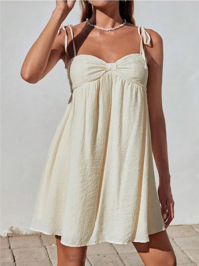 Women's Casual Loose Sleeveless Spaghetti Layered Dress Beach Vacation Mini Dresses Cute Elegant Flowy Sundress