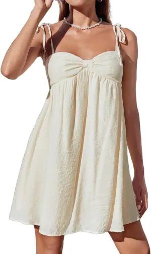 Women's Casual Loose Sleeveless Spaghetti Layered Dress Beach Vacation Mini Dresses Cute Elegant Flowy Sundress