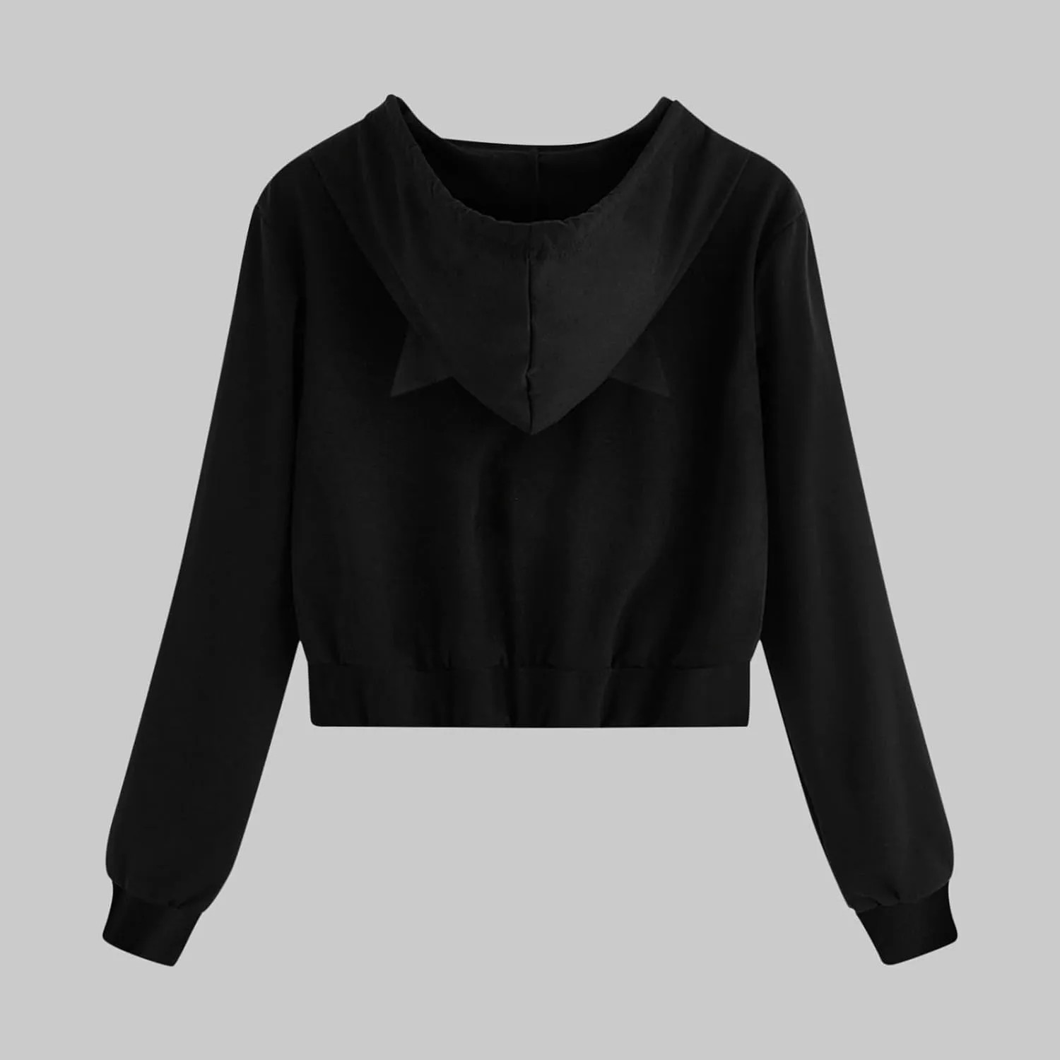 Women's Cat Ear Hoodie Full Zip Crop Sweatshirt Long Sleeve Cute Jacket Casual Coat 2024 Fashion Fall Outfits