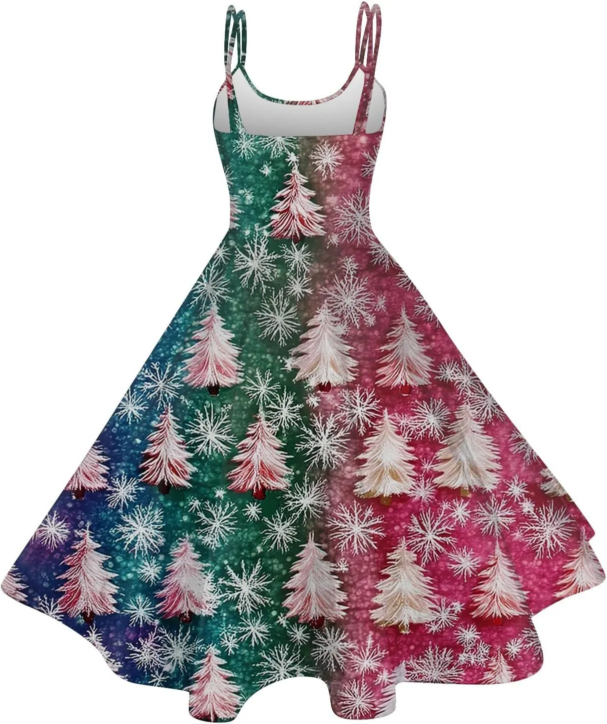Women's Christmas Dress 1950S Retro Sleeveless Spaghetti Strap Party Dress 2024 Trendy Swing A-Line Flare Dresses